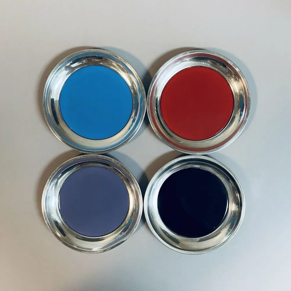 Vintage Mid Century Towle Sterling & Enamel Coaster Set Of 4